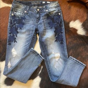 Miss Me Ankle Skinny with Floral Embroidered Detail